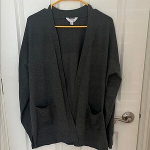 Time and Tru Gray Knit Open Cardigan